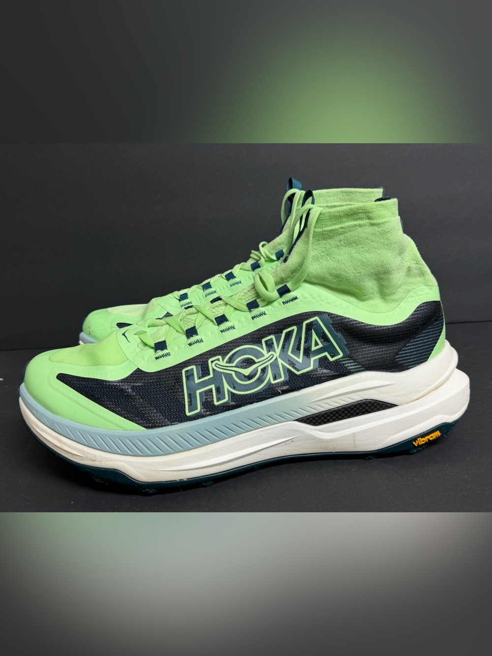 HOKA TECTON X 3 1155112 TTW Tart Apple/Blue Twilight Men Trail Running Shoes 12D